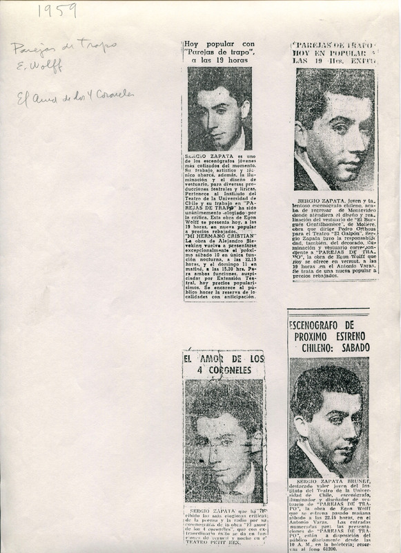 Fotocopias de prensa de Parejas de trapo y El amor de los cuatro coroneles