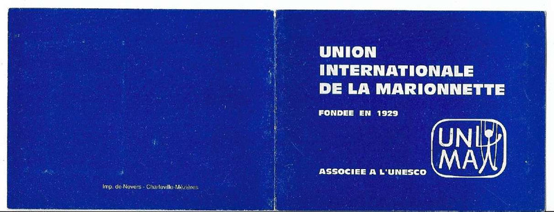 Carnet de socia de la Unión Internacional de la Marioneta