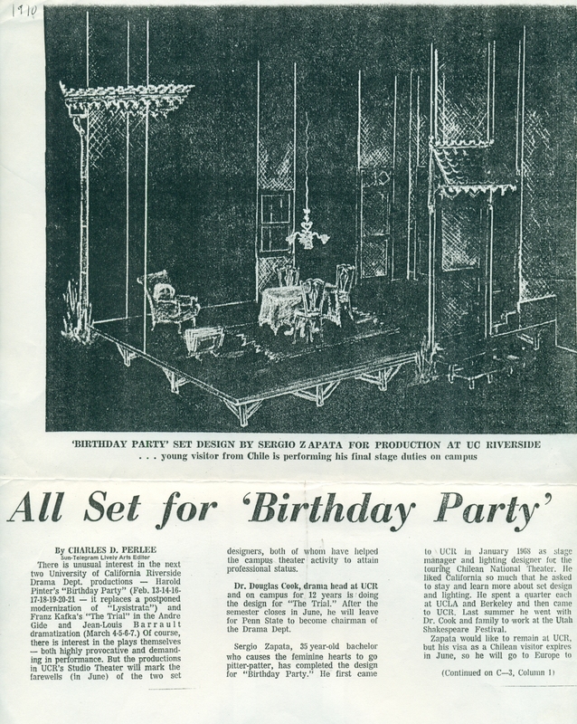 Nota periodística sobre Birthday Party y The Trial