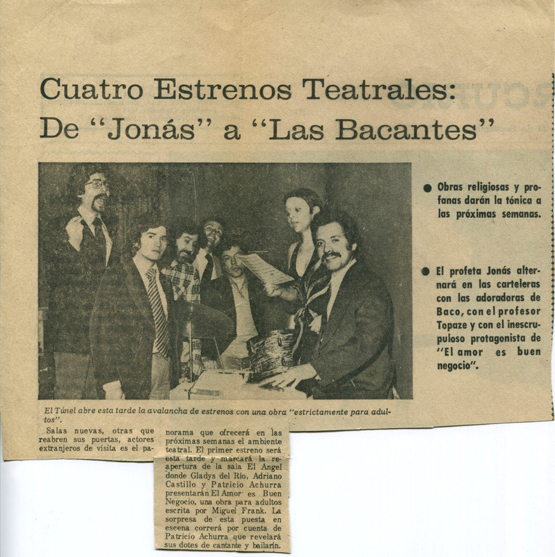Recorte de prensa en el que se menciona El amor es un buen negocio