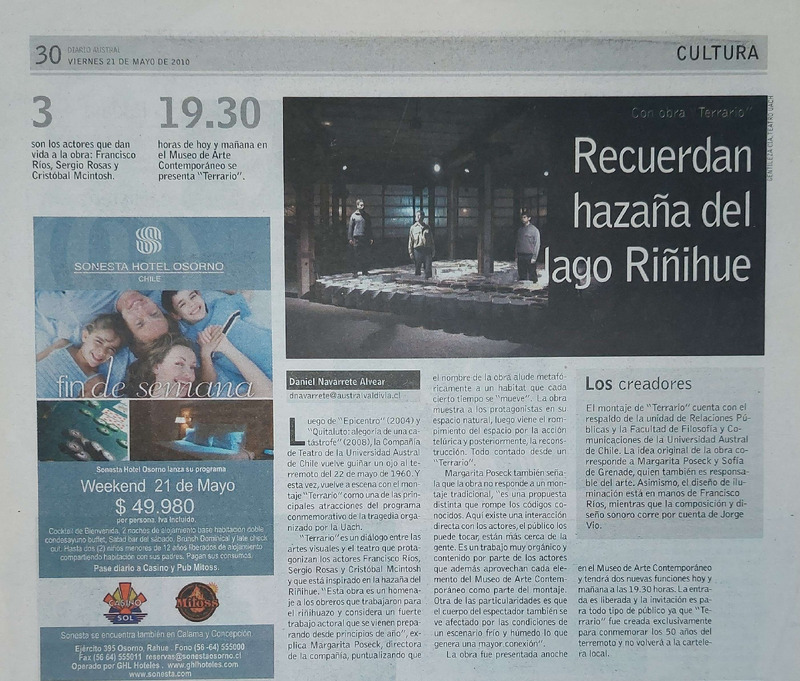 Artículo sobre obra "Terrario"