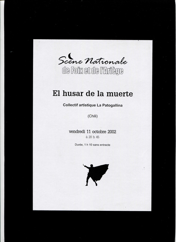 Volante informativo de una presentación del Húsar de la Muerte en Scène nationale / Foix 2002