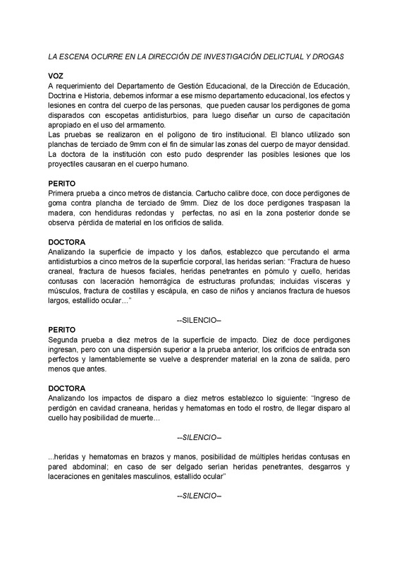 Escena del informe balístico del montajeMIRAR