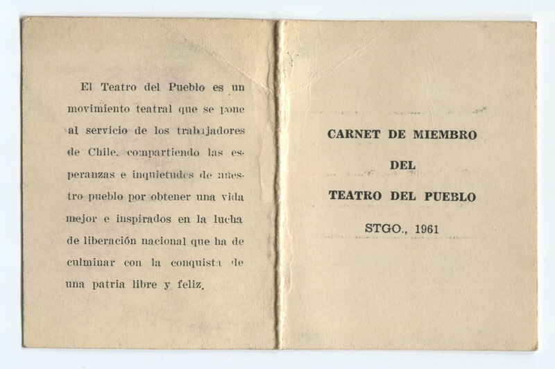 Carnet de Miembro del Teatro del Pueblo Roberto Parada