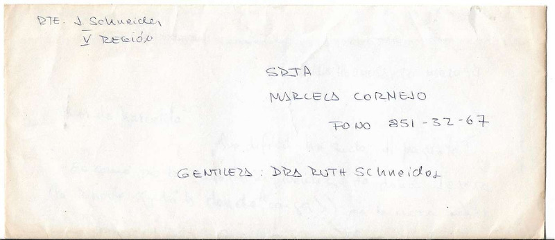 Carta de Jaime Schneider a Marcela Cornejo