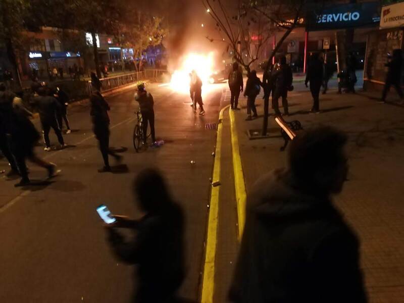 Barricada en el centro de Santiago