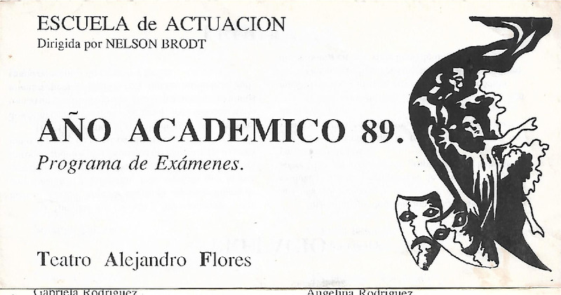 Tríptico Programa de exámenes 1989, Escuela de Actuación de Nelson Brodt