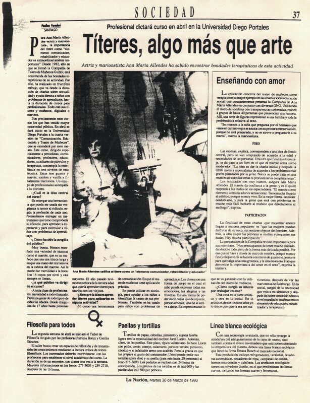 Recorte de prensa: "Títeres, algo más que arte"