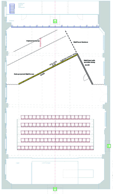 Fotografía planta y boceto de escenografía NIMBY