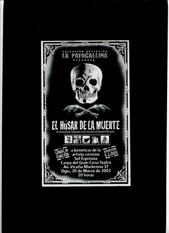 Volante de una presentación del Húsar de la Muerte a beneficio de Sol Espinoza