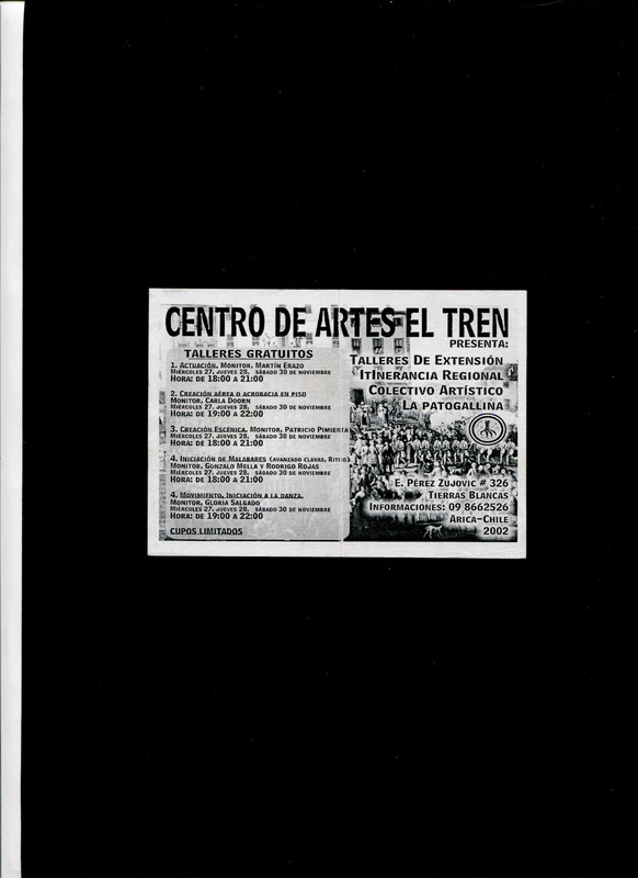 Volante serie de talleres dictados por La Patogallina en Arica en Noviembre de 2002