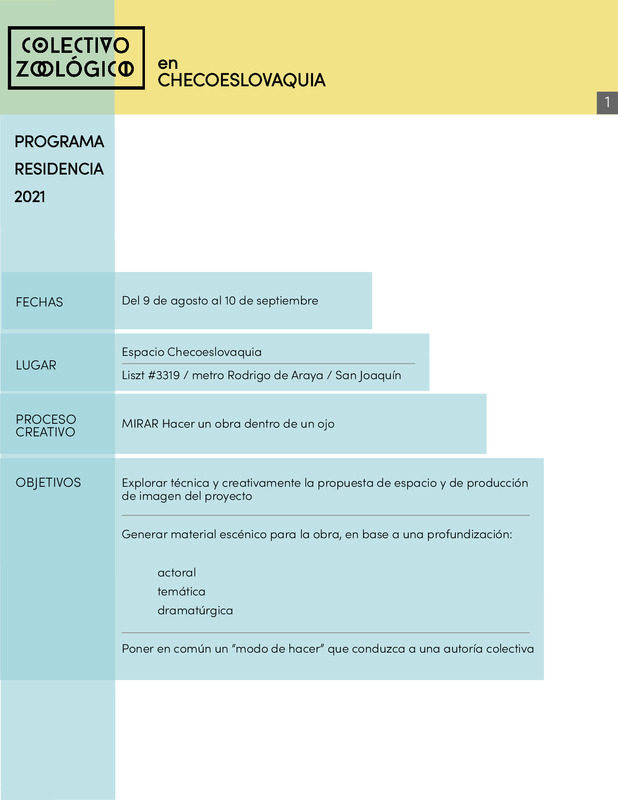 Programa de la residencia creativa de Colectivo Zoológico