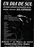 Afiche jornada cultural a beneficio de Sol Espinoza