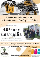 Afiche obra "40° sur y una vigilia"