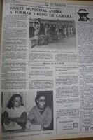 Artículo de prensa "Ballet municipal aspira a formar grupo de cámara"