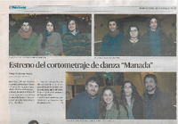 Recorte de prensa sobre el estreno del cortometraje de videodanza "Manada"