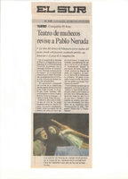 Recorte de prensa: "Teatro de muñecos revive a Pablo Neruda"